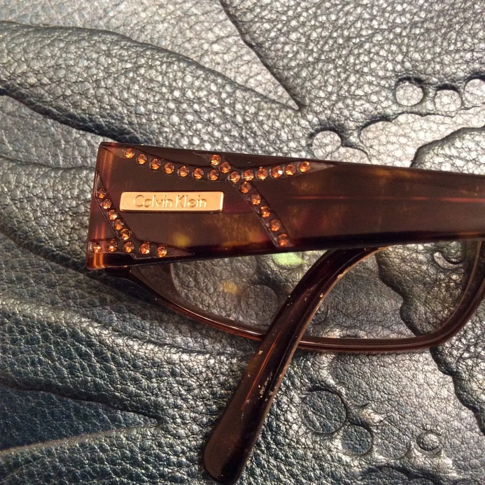 Calvin Klein Brown Rhinestone Eyeglasses Frames